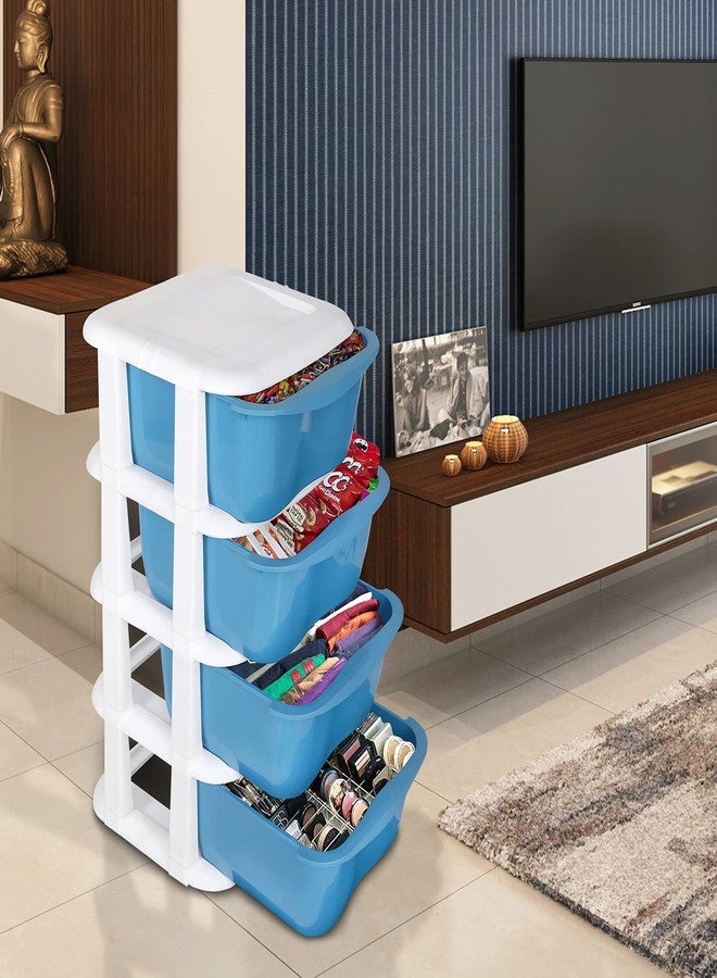 Cutting EDGE Multipurpose Drawers Set Organizer, Rack and Storage for Home, Office, Stationary, Cosmetics, Bathroom -(4 Layers, Blue) - Image 4